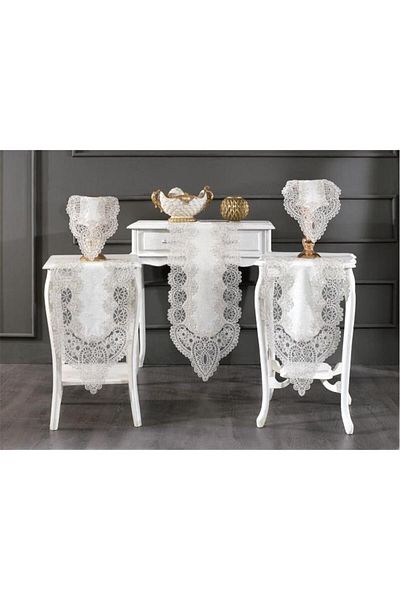 Çeyiz Diyarı Set de lounge Luna din catifea frantuzeasca 5 piese crem