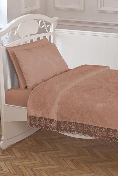 Çeyiz Diyarı Çeyizdiyari Französisch geschnürtes Baby-Piqué-Set Cappuccino