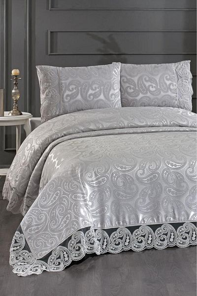Çeyiz Diyarı Shawl Double Bedspread Gray