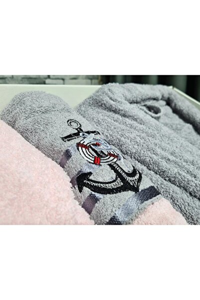 Çeyiz Diyarı Dowry Family Bathrobe Set 4 Pieces Powder Gray