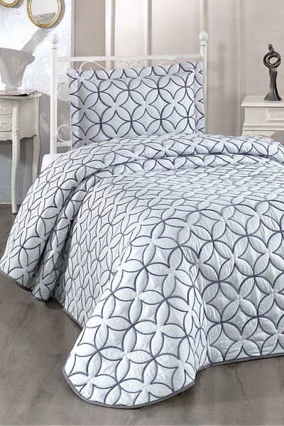 Çeyiz Diyarı Parolin Single Quilted Bedspread Gray