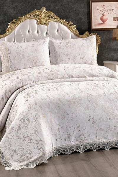 Çeyiz Diyarı Perry Bedspread Cream Cappucino