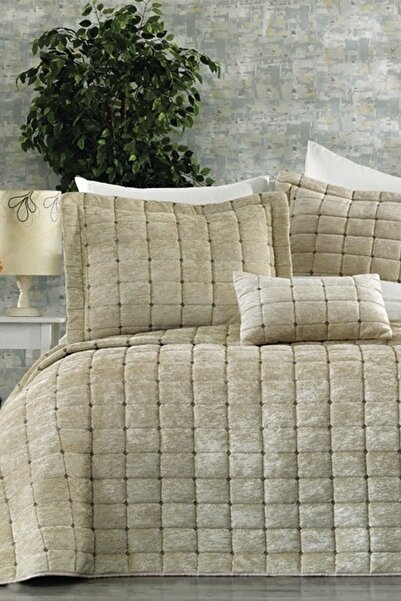 Çeyiz Diyarı Κάλυμμα κρεβατιού διπλό Laila 4 τεμαχίων - Καπουτσίνο