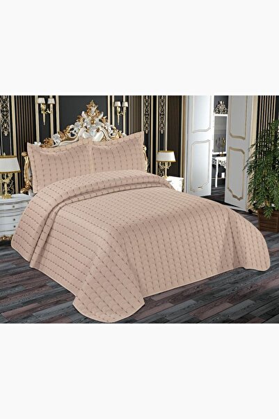 Çeyiz Diyarı Damla Kapitoneli Çift Kişilik Yatak Örtüsü Cappucino