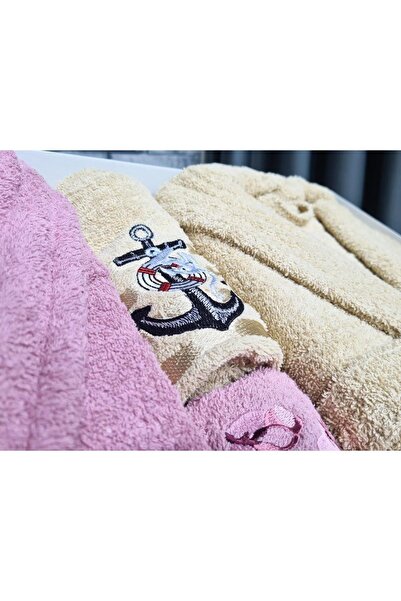 Çeyiz Diyarı Dowry Family Bathrobe Set 4 Pieces Dried Rose Cappucino