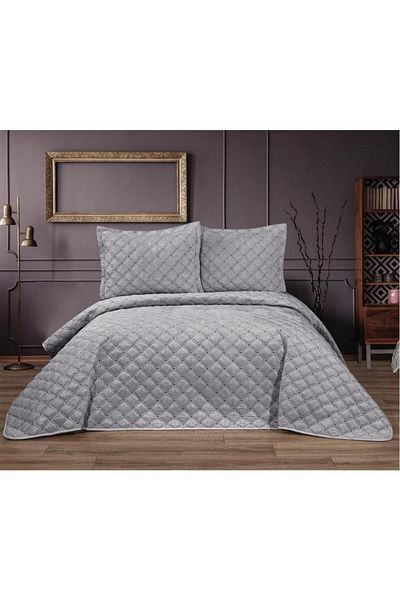 Çeyiz Diyarı Elite Double Velvet Bedspread Gray
