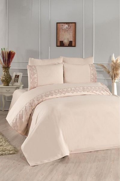 Çeyiz Diyarı Комплект спално бельо Cappucino French Lace Sara Dowry