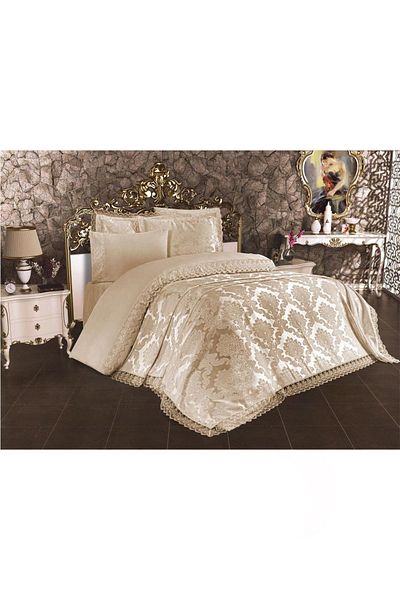 Çeyiz Diyarı French Lace Lalezar Bridal Set 7 Piece Cappucino