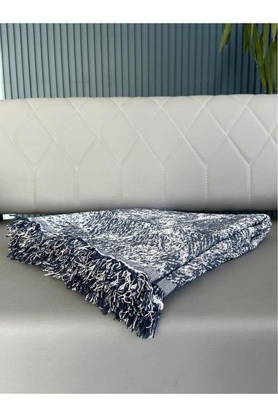 Çeyiz Diyarı Husa Canapea De Lux cu Franjuri 170x220 Cm Albastru
