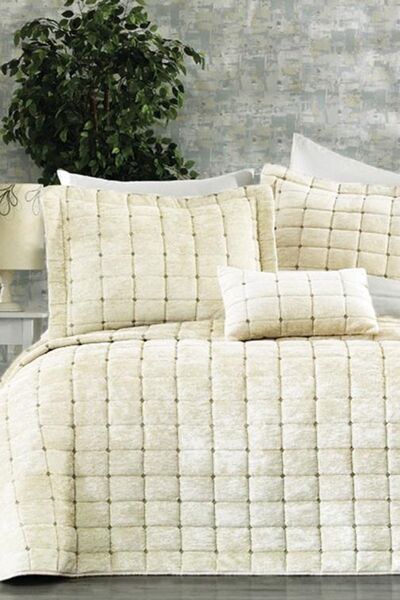 Çeyiz Diyarı Cuvertură Pat Dublu Laila 4 Bucuri - Gri