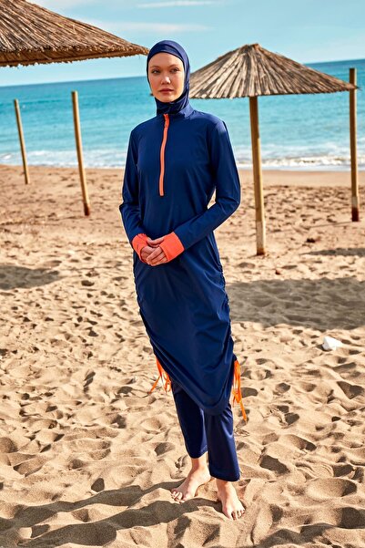 Marina Navy Blue Full Covered Parachute Hijab Swimsuit - M2412