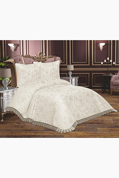 Çeyiz Diyarı Fransız Güpürlü Çeyizlik Cloud Yatak Örtüsü Krem