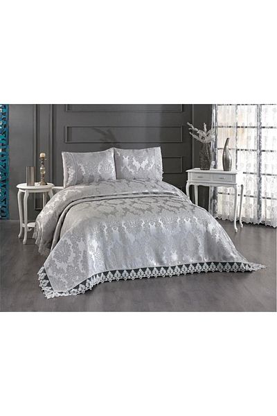 Çeyiz Diyarı Jacquard Chenille Bedspread Gray
