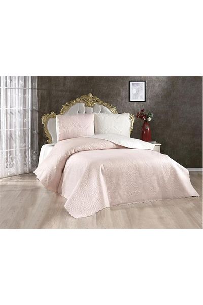 Çeyiz Diyarı Ultrasonic Quilted Sanem Διπλής Όψης Κάλυμμα Κρεβατιού Κρέμα σε σκόνη