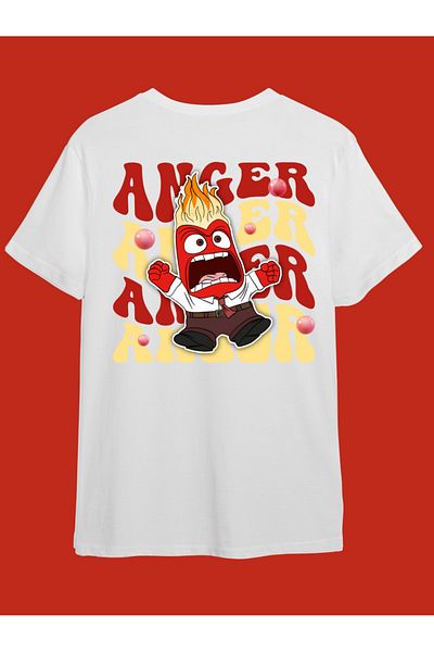 Touz Moda Unisex T-shirt - Αντεστραμμένο πρόσωπο και χαρακτήρες τυπωμένο