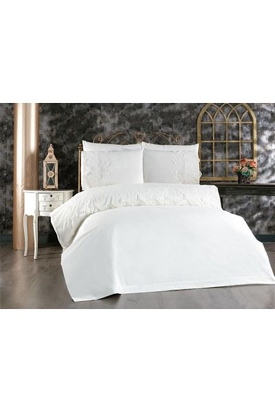 Çeyiz Diyarı Francouzská krajka Eslem Věno Povlak Set Cream