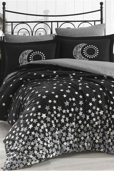 Hobby Black Stars Double Duvet Cover Set