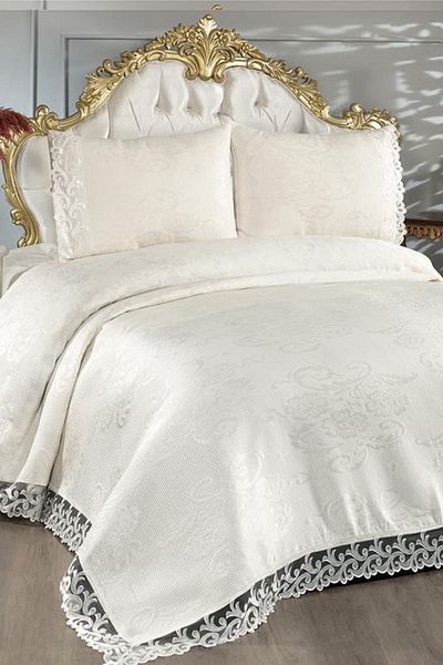 Çeyiz Diyarı French Lace Belins Double Bedspread Cream
