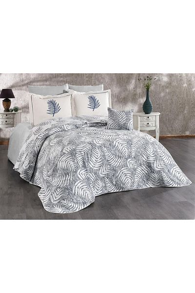 Çeyiz Diyarı Palm 7 Piece Chenille Pique Set Cream - Gray