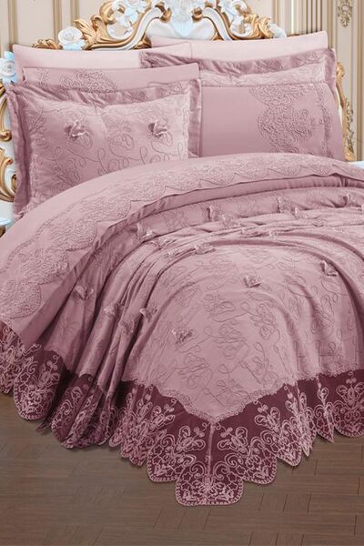 Çeyiz Diyarı طقم بيكيه مطرز بالشنيل مكون من 6 قطع