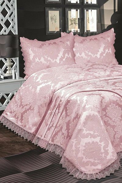 Çeyiz Diyarı French Laced Lunox Bedspread Powder