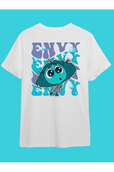 Touz Moda Unisex T-shirt - Αντεστραμμένο πρόσωπο και χαρακτήρες τυπωμένο