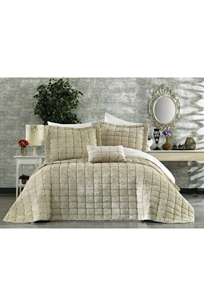 Çeyiz Diyarı Κάλυμμα κρεβατιού διπλό Laila 4 τεμαχίων - Καπουτσίνο