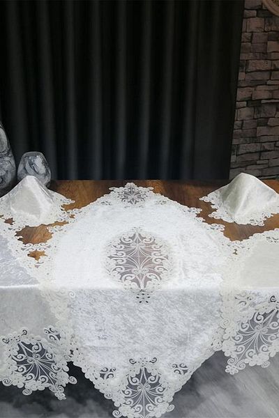 Çeyiz Diyarı Set de lounge catifea catifea frantuzeasca 5 bucati crem
