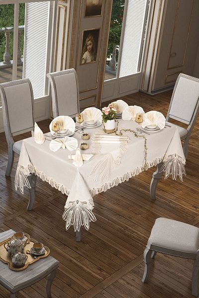 Çeyiz Diyarı Fata de Masa Pride Crem - 160x260 Cm, 26 Bucati