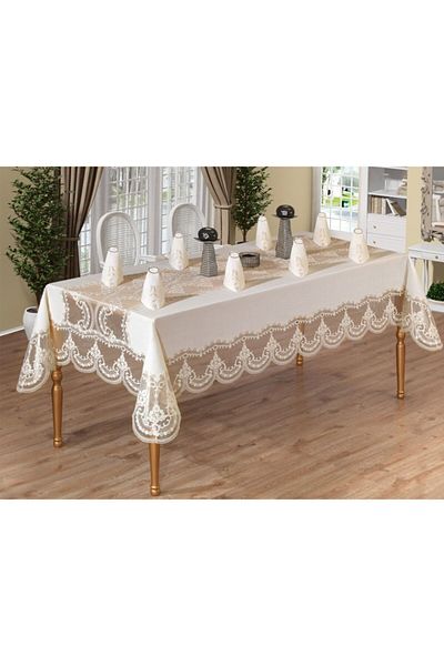 Çeyiz Diyarı French Laced Corn Lace Dinnerware Set - 25 Pieces