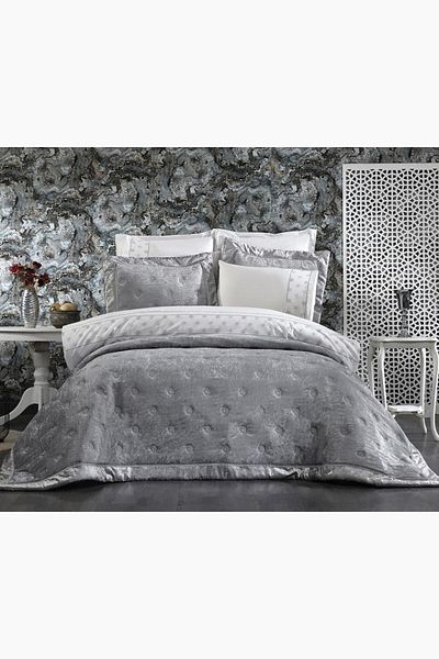 Çeyiz Diyarı Valeria Lux Brodat Pachet Zestre 9 Bucuri Gri