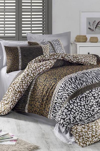 Çeyiz Diyarı Единичен комплект завивки Leopard 100% памук Кафяв