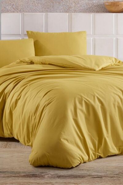 Çeyiz Diyarı Σετ Παπλωματοθήκη Διπλό Με Ελαστικό Σεντόνι Αμύγδαλο Μουσταρδί