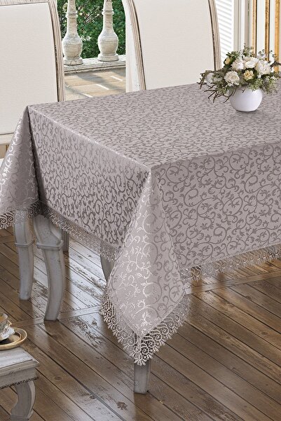 Çeyiz Diyarı Kdk Dartless Es Laced Tablecloth - Gray