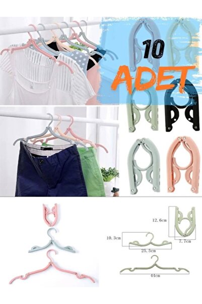 Özasya AVM 10 ADET Katlanır Seyahat Askısı Kolay Kullanım Yer Kaplamayan Katlanabilen Elbise Askısı Pratik Askı