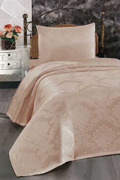 Çeyiz Diyarı Cuvertură de pat Busem Jacquard Chenille Cappucino