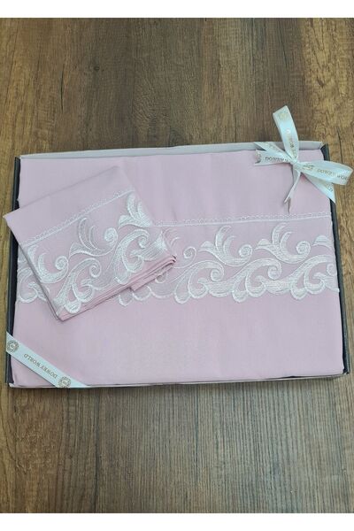 Çeyiz Diyarı Fransız Güpürlü Belinda Nevresim Takımı Pudra