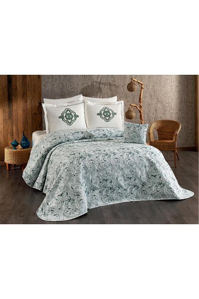 Çeyiz Diyarı Elite 7 Piece Chenille Pique Set Cream - Green