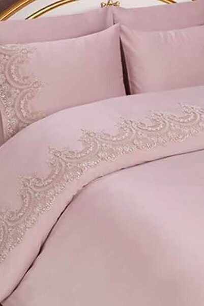 Çeyiz Diyarı Σετ Παπλωματοθήκη French Guipure Sultans σε σκόνη