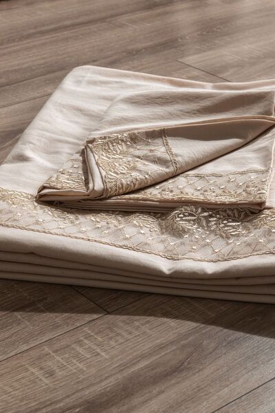 Çeyiz Diyarı Francouzská krajka Suzan Dowry Povlak na přikrývku Cappucino