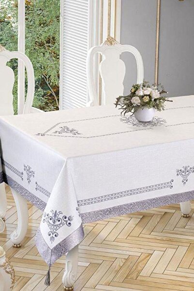Çeyiz Diyarı Τραπεζομάντηλο Ορθογώνιο Τραπεζομάντηλο Τουλίπα Ασημί 160x300 εκ