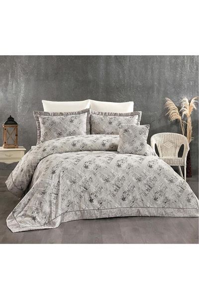 Çeyiz Diyarı Dora 7 Piece Chenille Pique Σετ Γκρι