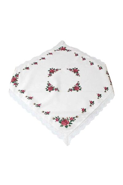 Çeyiz Diyarı Cross Stitch Printed Laced Fiskos Claret Red
