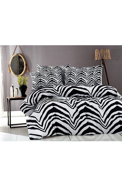 Çeyiz Diyarı Sada povlaků na dvojitou přikrývku Zebra černá bílá