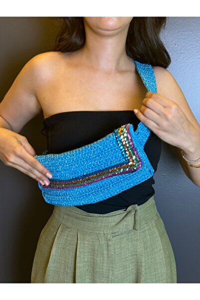 Gönülden Tasarım Hand Knitted Crossbody Bag with Sequins - Adjustable Size