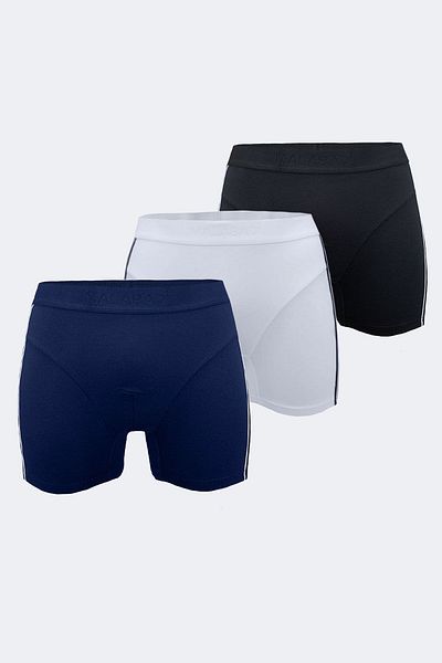 Malabadi Ανδρικό Modal Boxer 3mb017 - Μαύρο Λευκό Μπλε Navy, Πακέτο 3