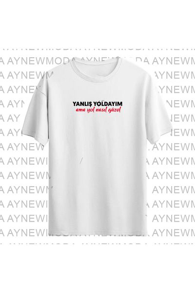 aynewmoda Tricou oversize cu imprimeu False Path