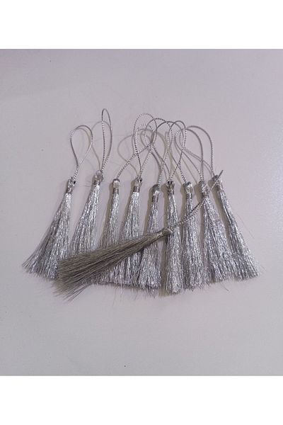 Arlesia Pack of 10 Silver Colored Magnet Tassel Decoration Material