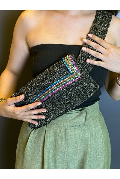 Gönülden Tasarım Geantă crossbody tricotată manual cu paiete - Dimensiune reg...