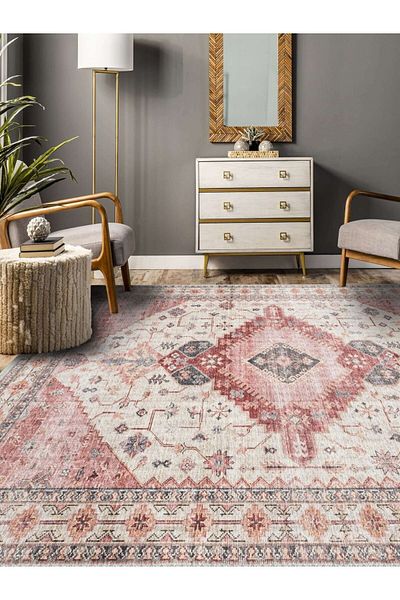 MSCSTORE m0store1 Colorful Vintage Cotton Carpet in Retro Style